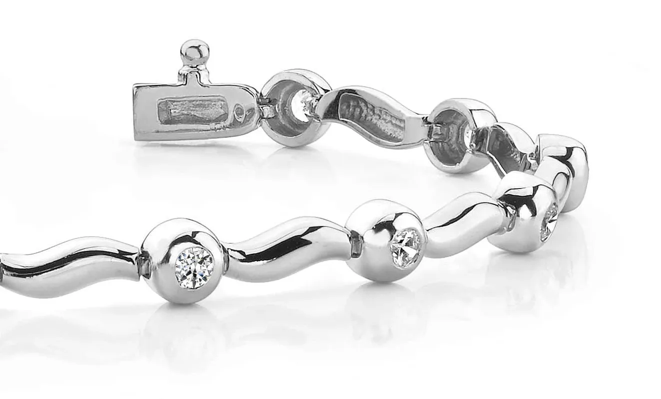 Wavy Link Diamond Bracelet with 1.00 ct.(finished) 2.75mm