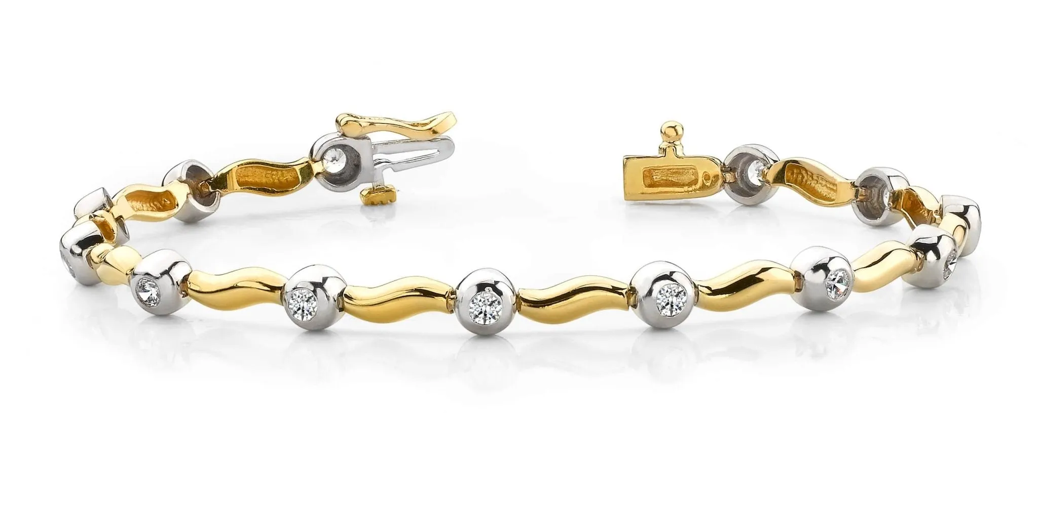 Wavy Link Diamond Bracelet with 1.00 ct.(finished) 2.75mm