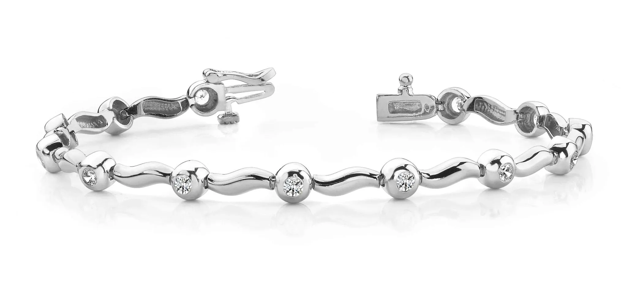 Wavy Link Diamond Bracelet with 1.00 ct.(finished) 2.75mm