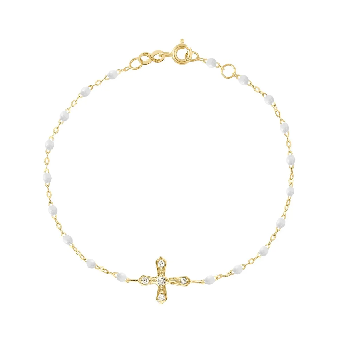 White Gigi vintage cross Diamond  bracelet -18k Yellow Gold