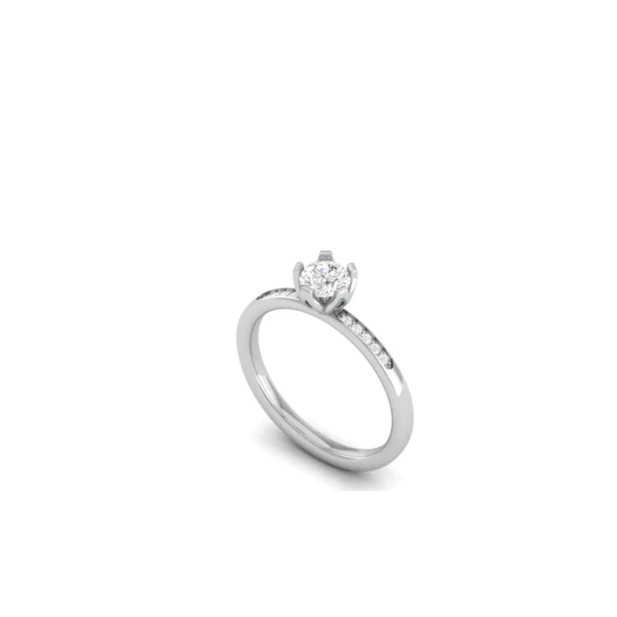 White Gold Adjustable Silver Accent Solitaire Ring For Woman