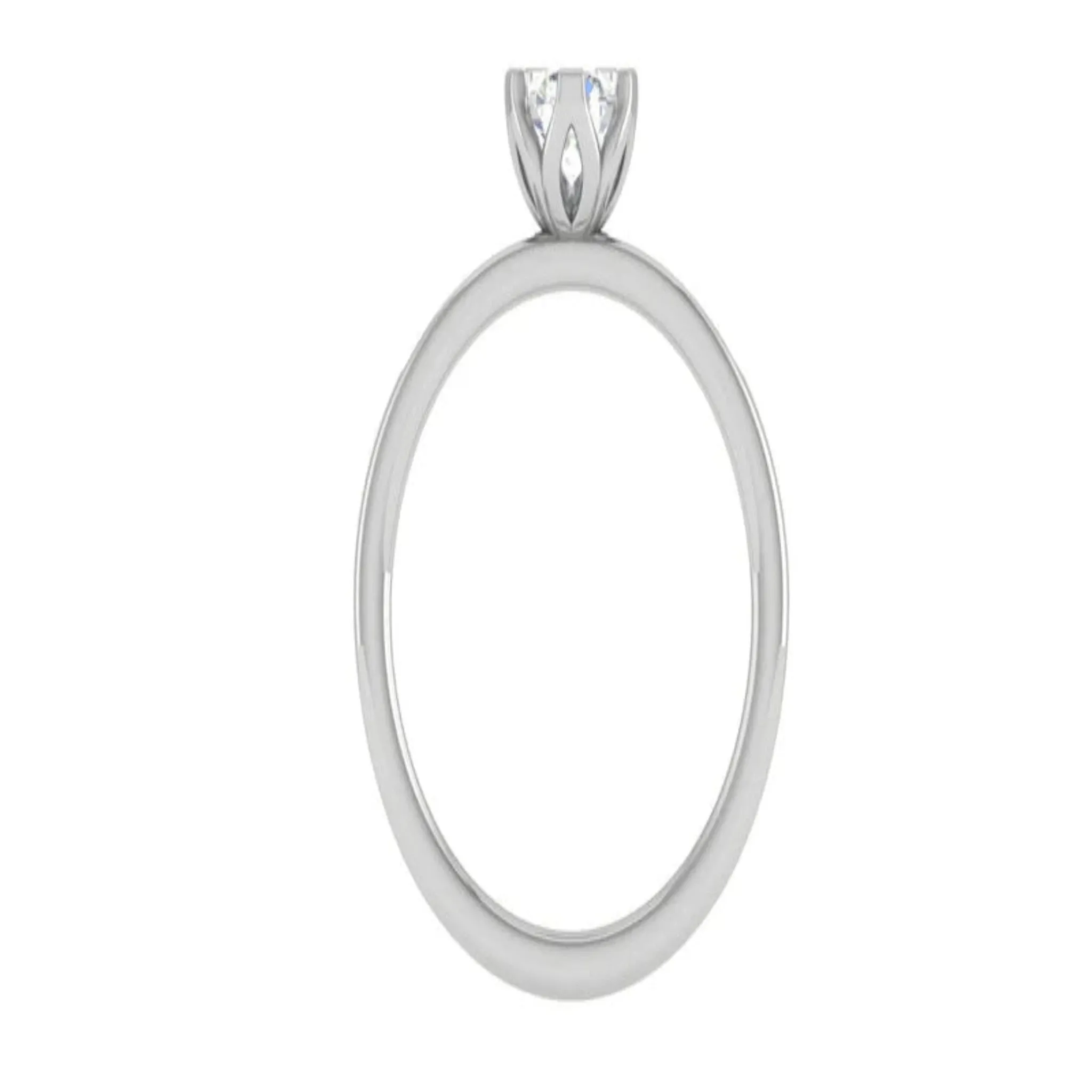 White Gold Adjustable Silver Accent Solitaire Ring For Woman