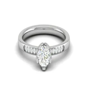 White Gold Adjustable Silver Accent Solitaire Ring For Woman