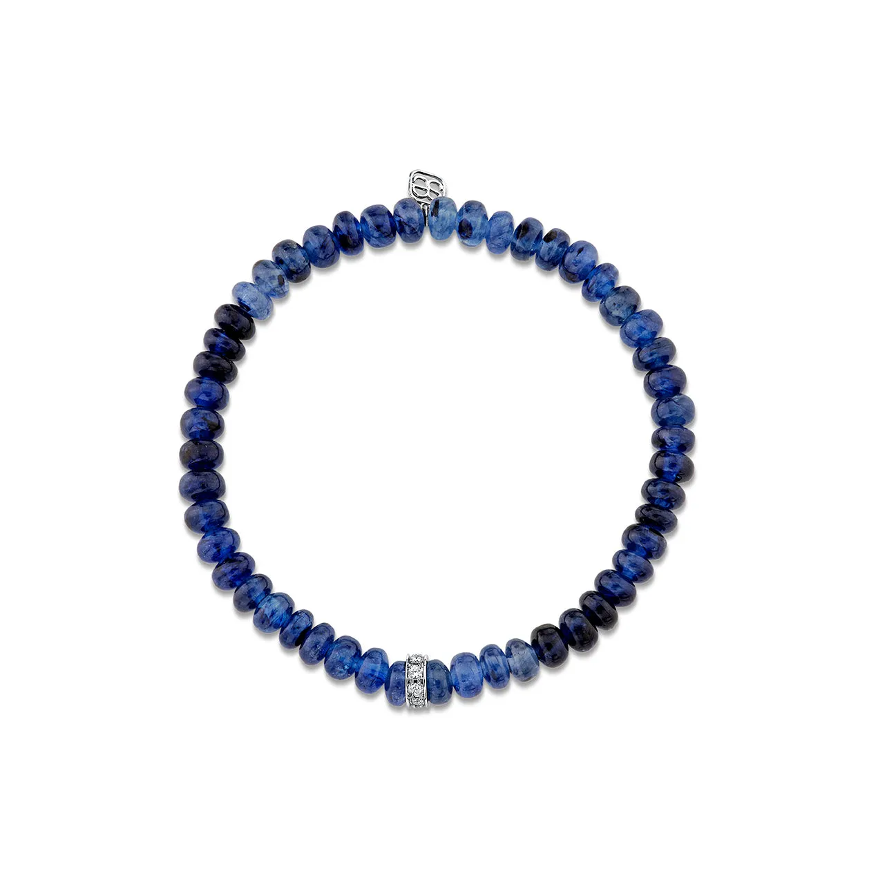 White Gold & Diamond Rondelle on Sapphire
