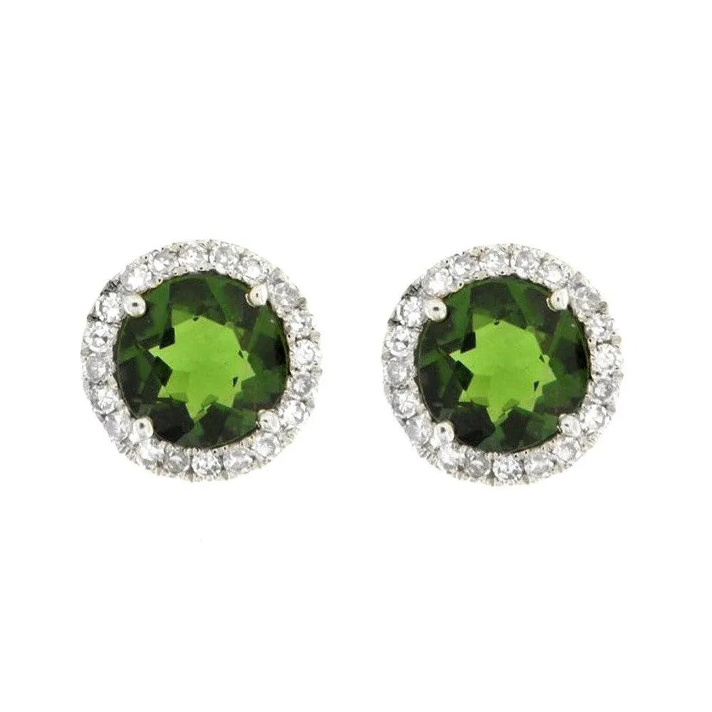 White Gold Diamond Tourmaline Studs