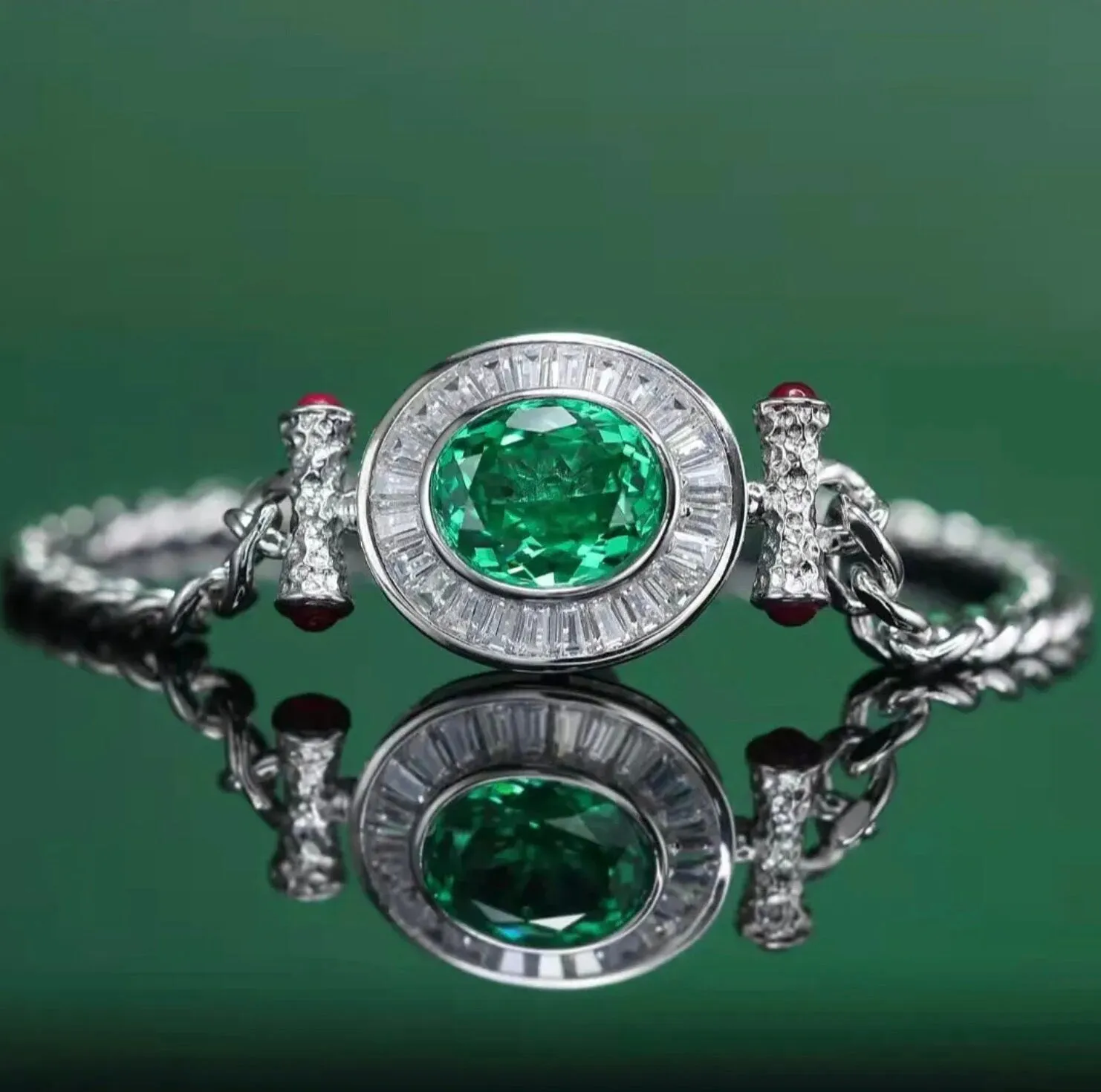 Womens Bracelet | Diamond Bracelet | Womens Diamond Bracelet | Green Gemstone Bracelet | Green Diamond Bracelet | Womens Silver Bracelets