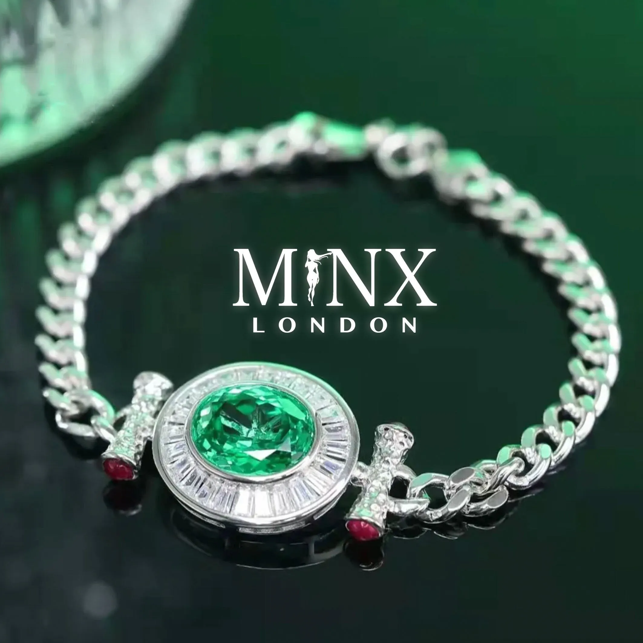 Womens Bracelet | Diamond Bracelet | Womens Diamond Bracelet | Green Gemstone Bracelet | Green Diamond Bracelet | Womens Silver Bracelets