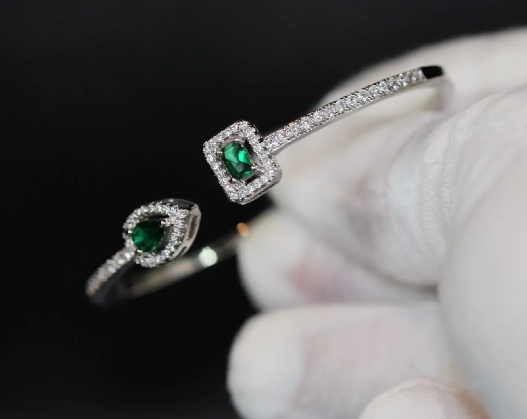 Womens Diamond Bracelet | Green Gemstone Bracelet | Green Diamond Bracelet