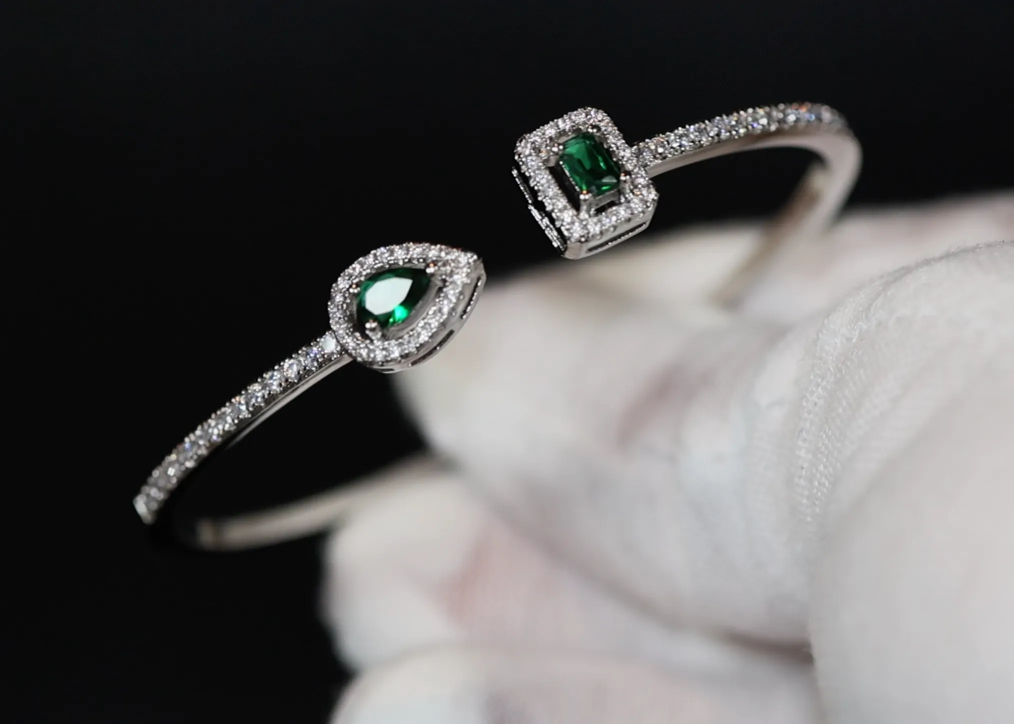 Womens Diamond Bracelet | Green Gemstone Bracelet | Green Diamond Bracelet
