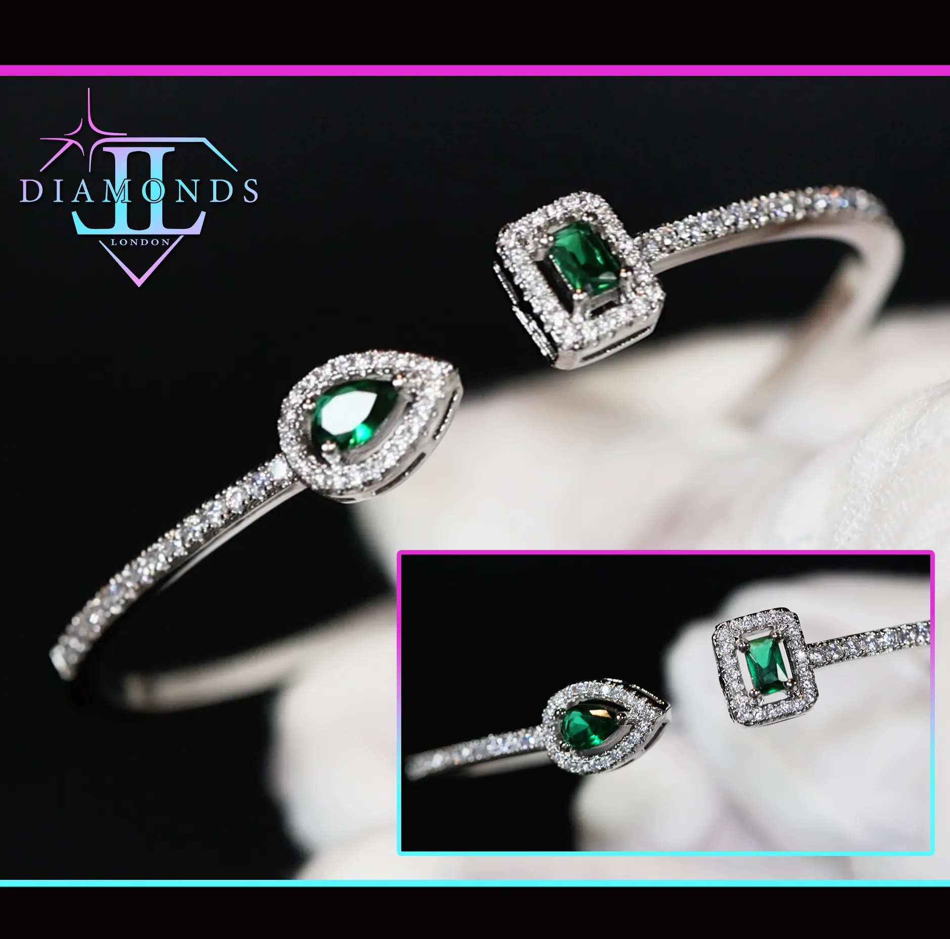Womens Diamond Bracelet | Green Gemstone Bracelet | Green Diamond Bracelet