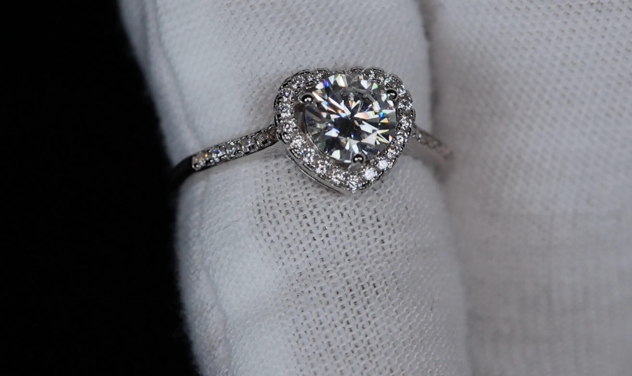 Womens Moissanite Ring | Moissanite Diamond Heart Ring | Lab Diamond Ring