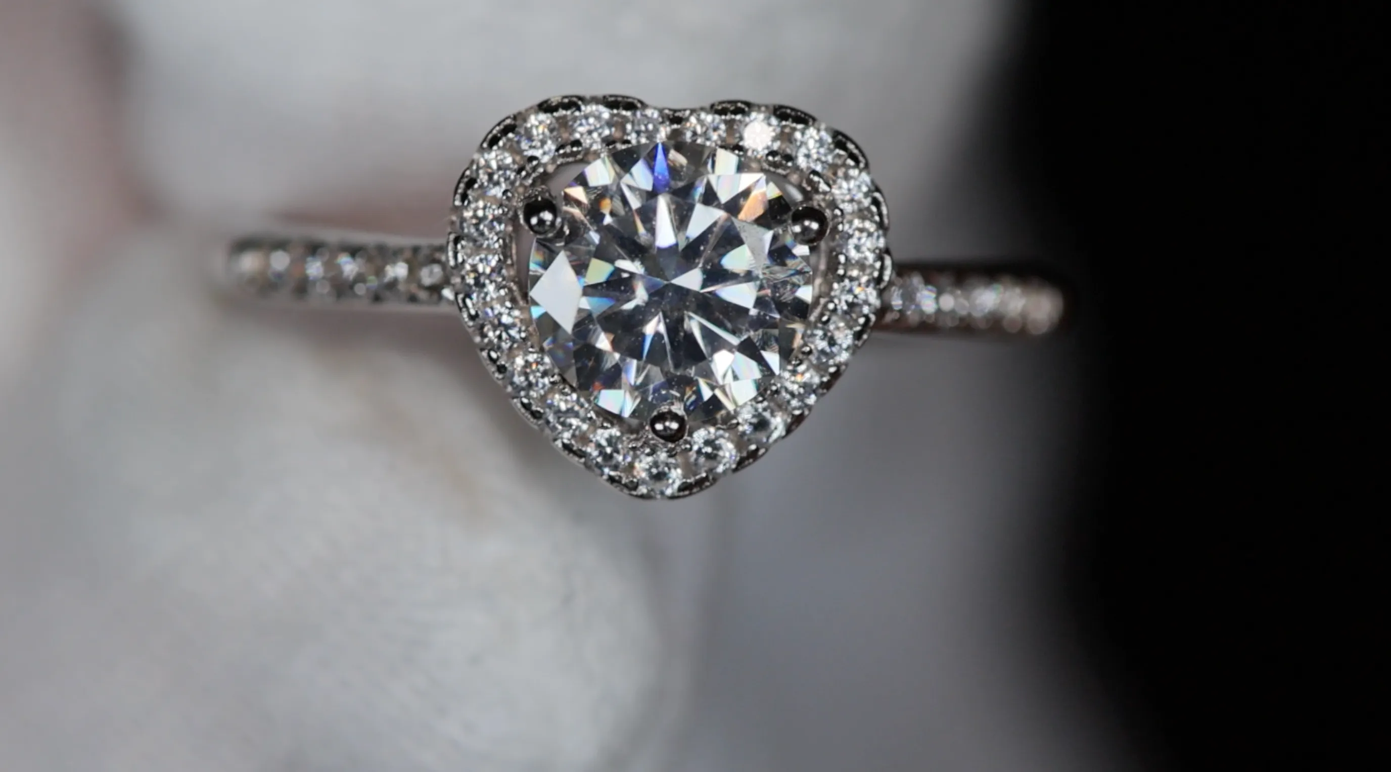 Womens Moissanite Ring | Moissanite Diamond Heart Ring | Lab Diamond Ring