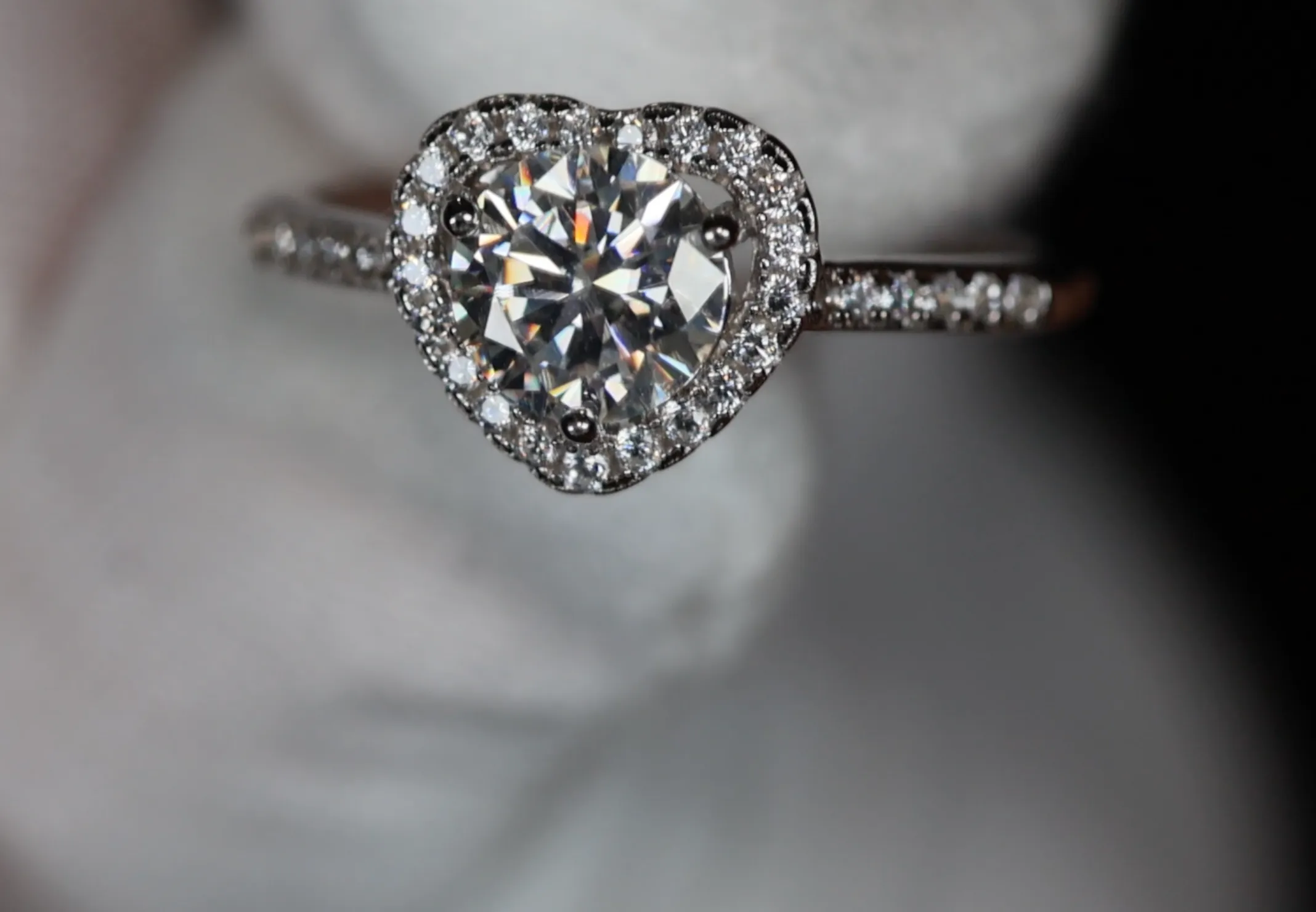 Womens Moissanite Ring | Moissanite Diamond Heart Ring | Lab Diamond Ring