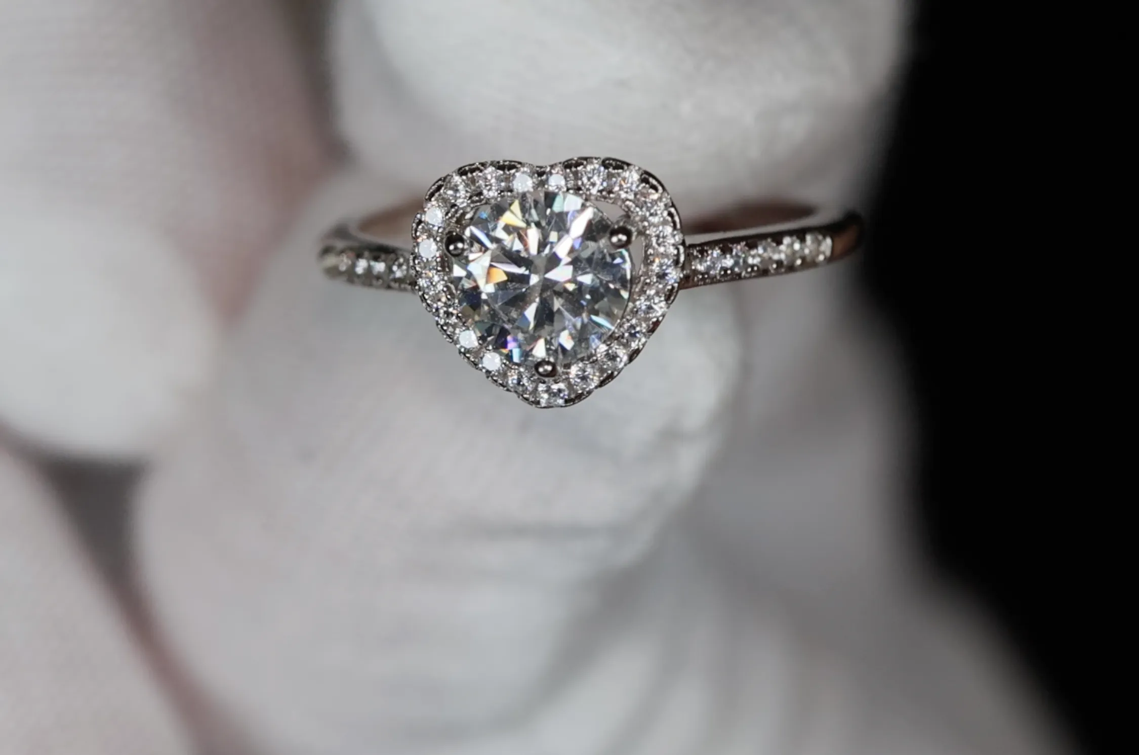 Womens Moissanite Ring | Moissanite Diamond Heart Ring | Lab Diamond Ring