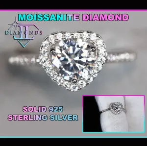 Womens Moissanite Ring | Moissanite Diamond Heart Ring | Lab Diamond Ring