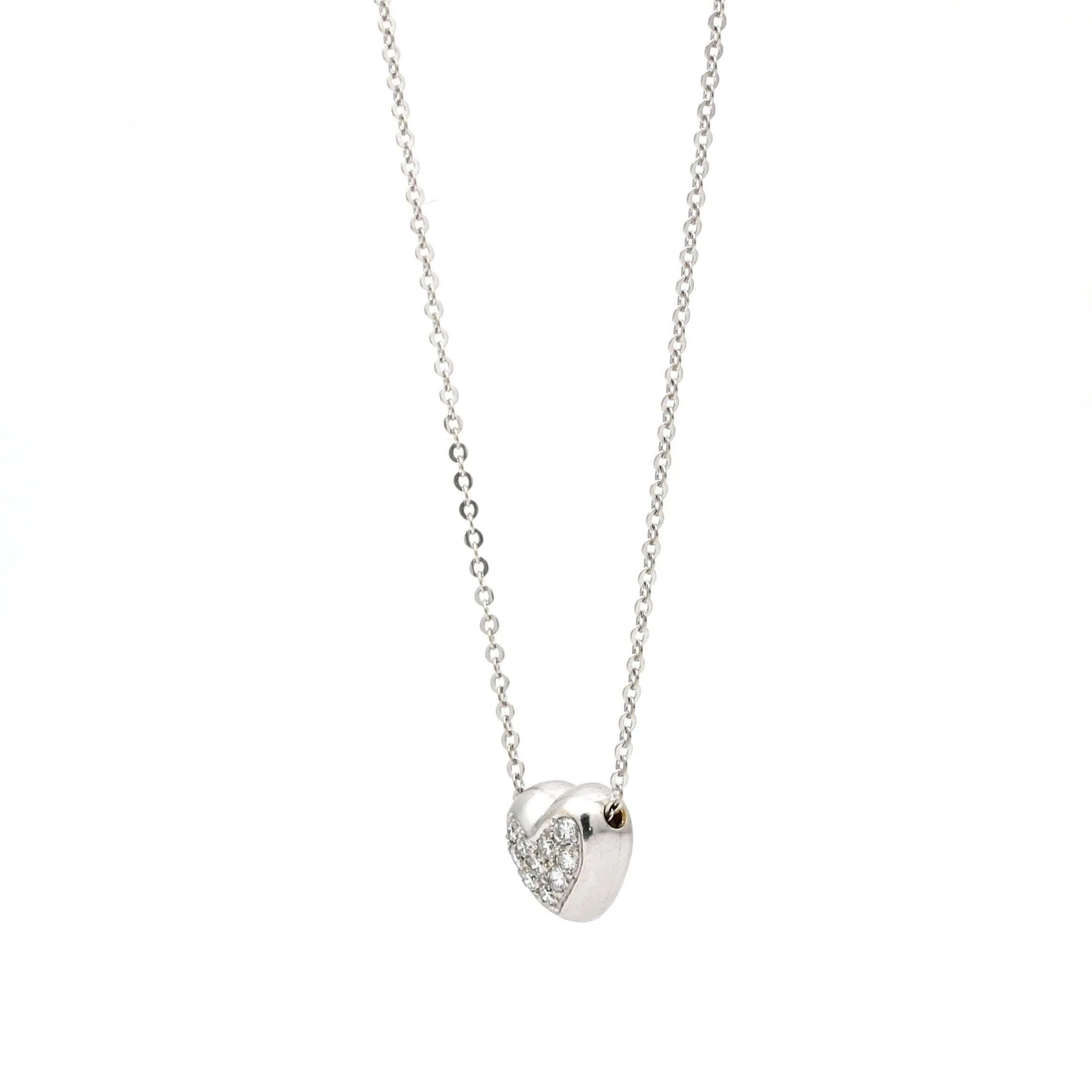 Women's Pave Diamond Heart Pendant Necklace in 14k White Gold
