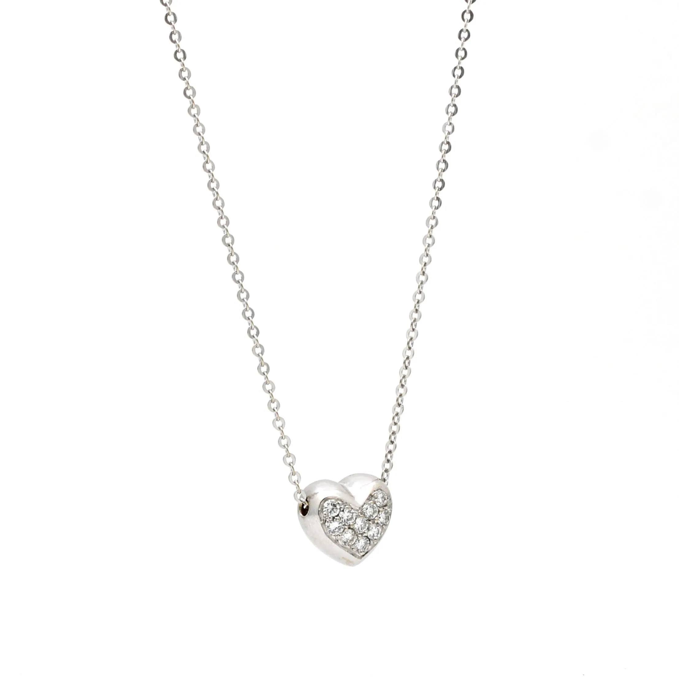 Women's Pave Diamond Heart Pendant Necklace in 14k White Gold