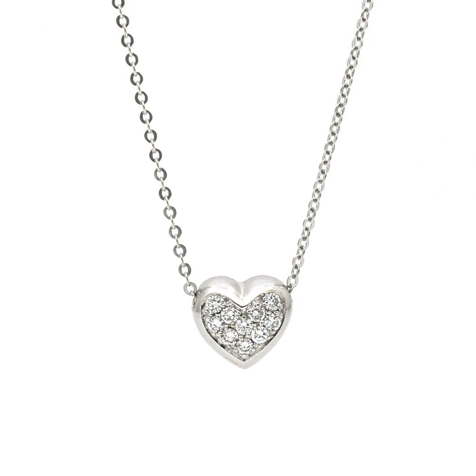 Women's Pave Diamond Heart Pendant Necklace in 14k White Gold