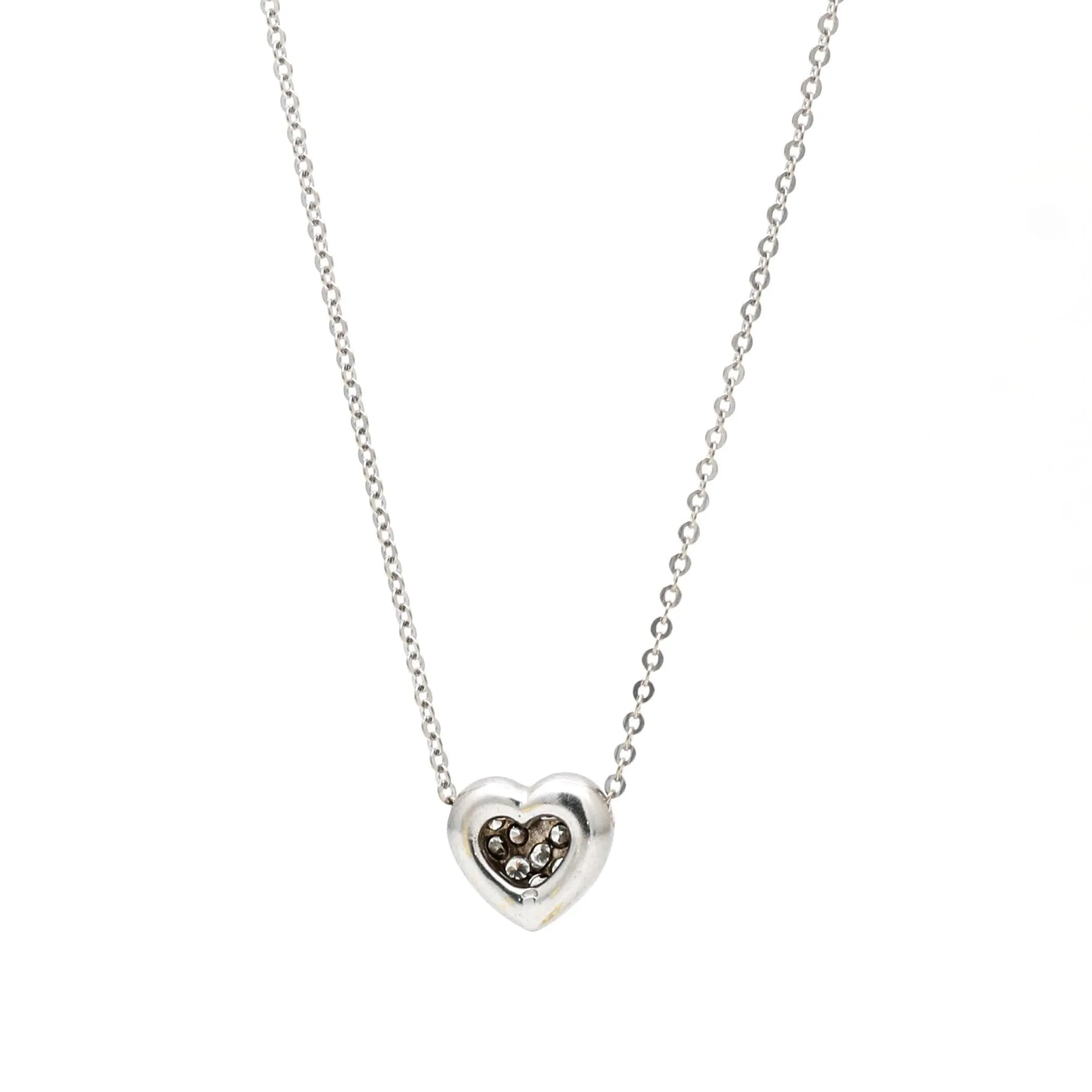 Women's Pave Diamond Heart Pendant Necklace in 14k White Gold