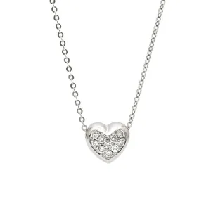 Women's Pave Diamond Heart Pendant Necklace in 14k White Gold