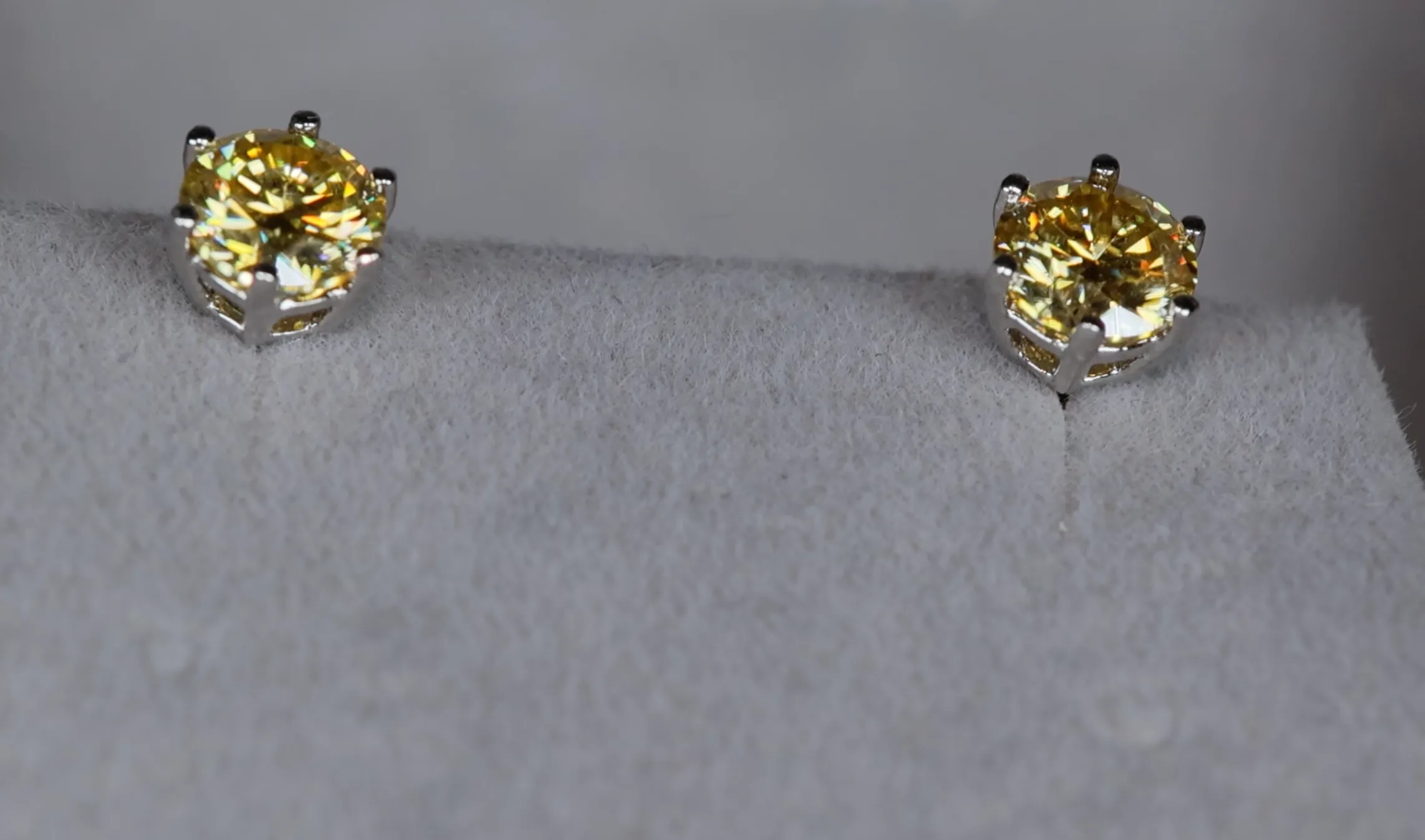 Yellow Diamond Ear Studs | Yellow Moissanite Diamond Ear Studs