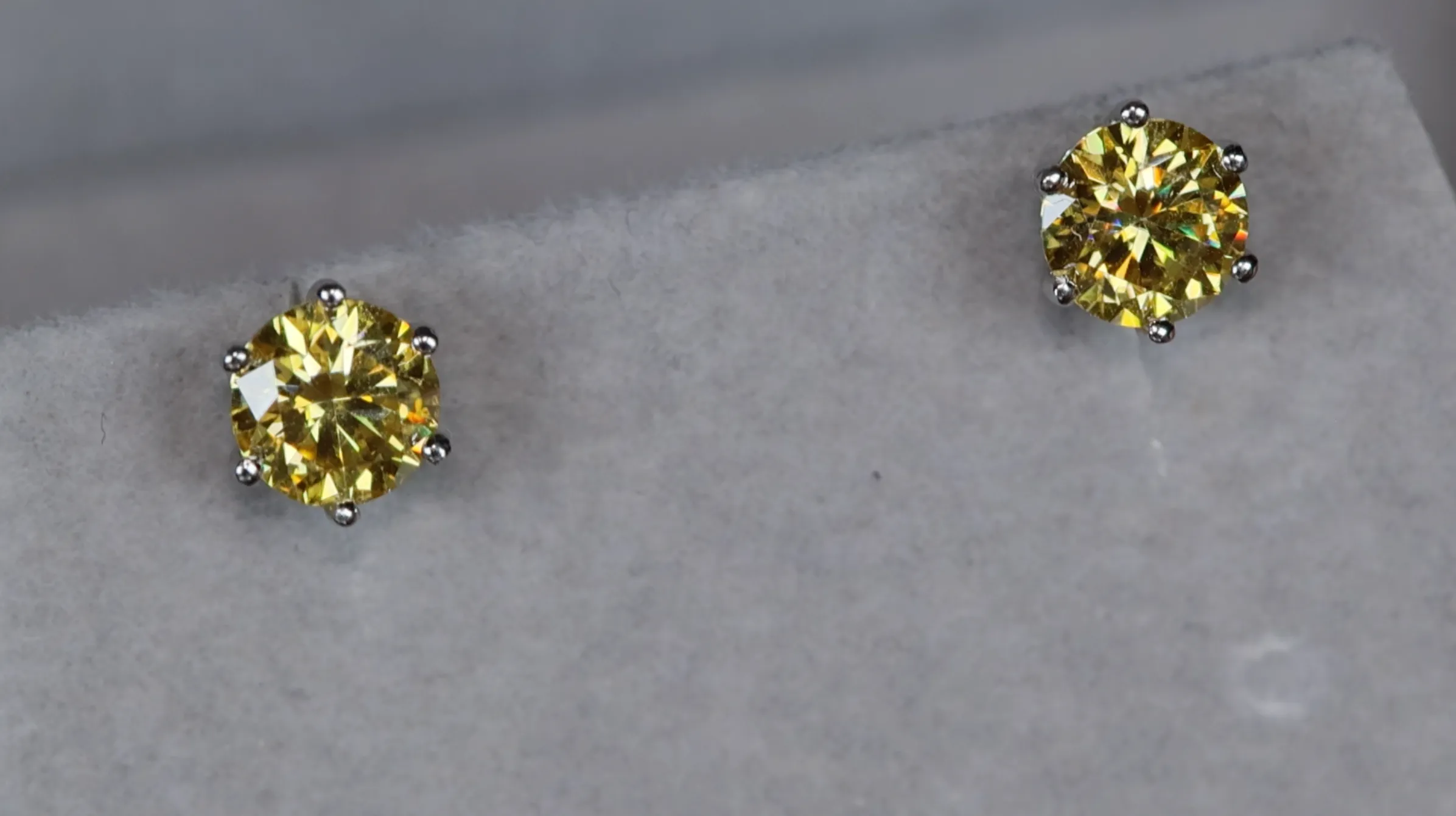 Yellow Diamond Ear Studs | Yellow Moissanite Diamond Ear Studs