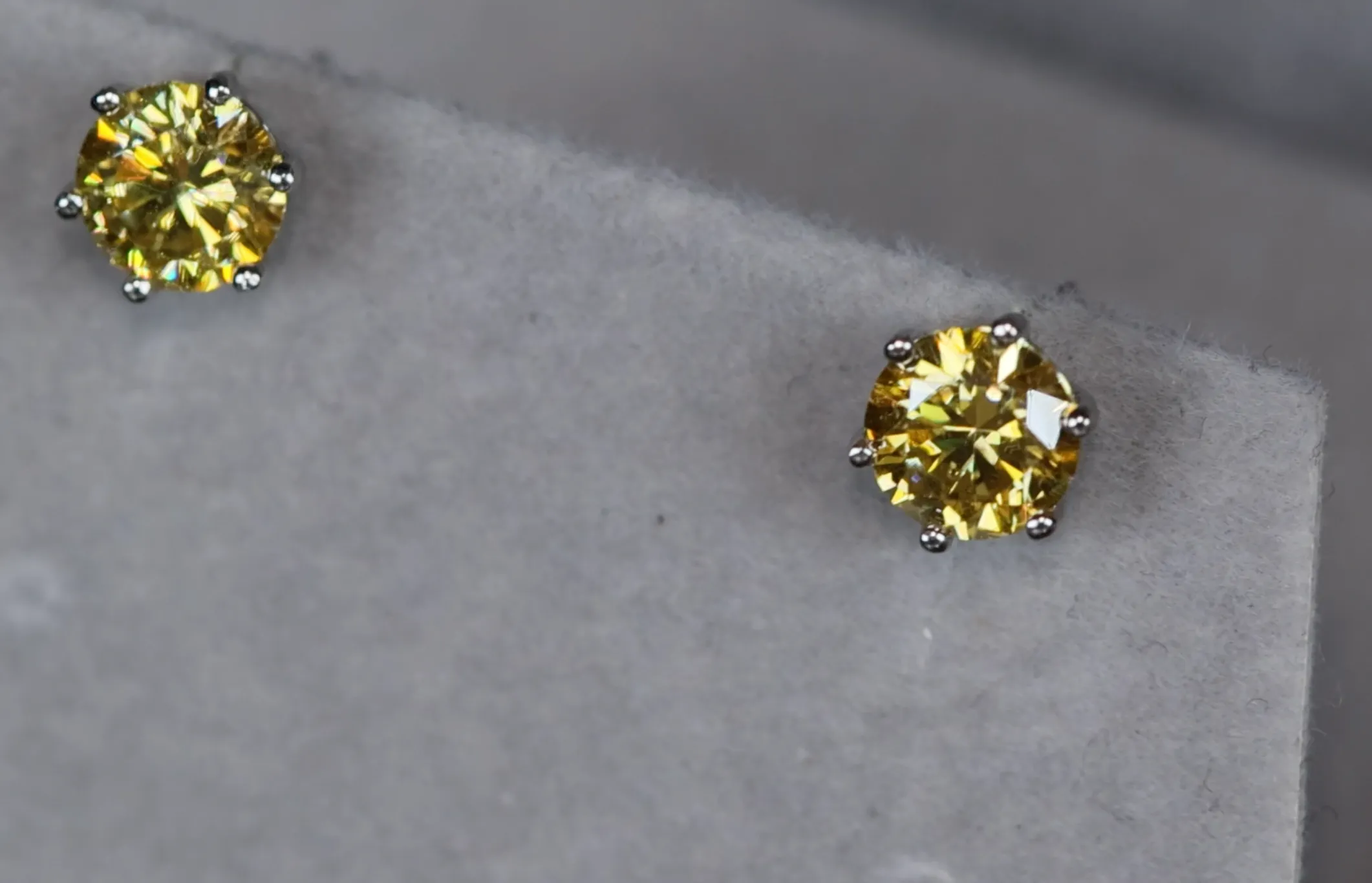 Yellow Diamond Ear Studs | Yellow Moissanite Diamond Ear Studs