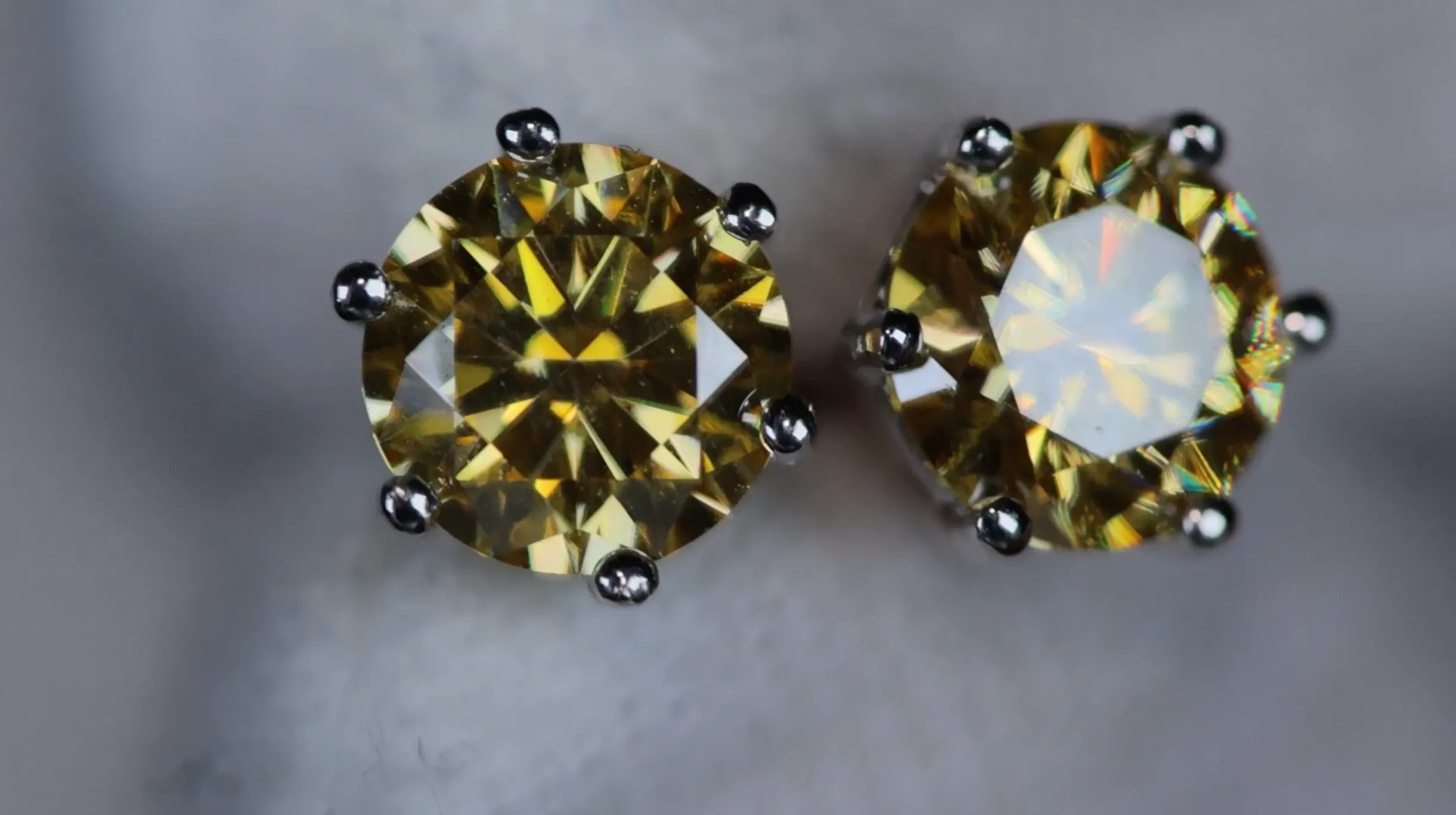 Yellow Diamond Ear Studs | Yellow Moissanite Diamond Ear Studs