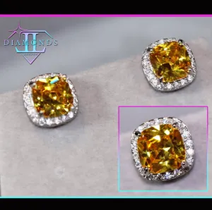 Yellow Diamond Ear Studs