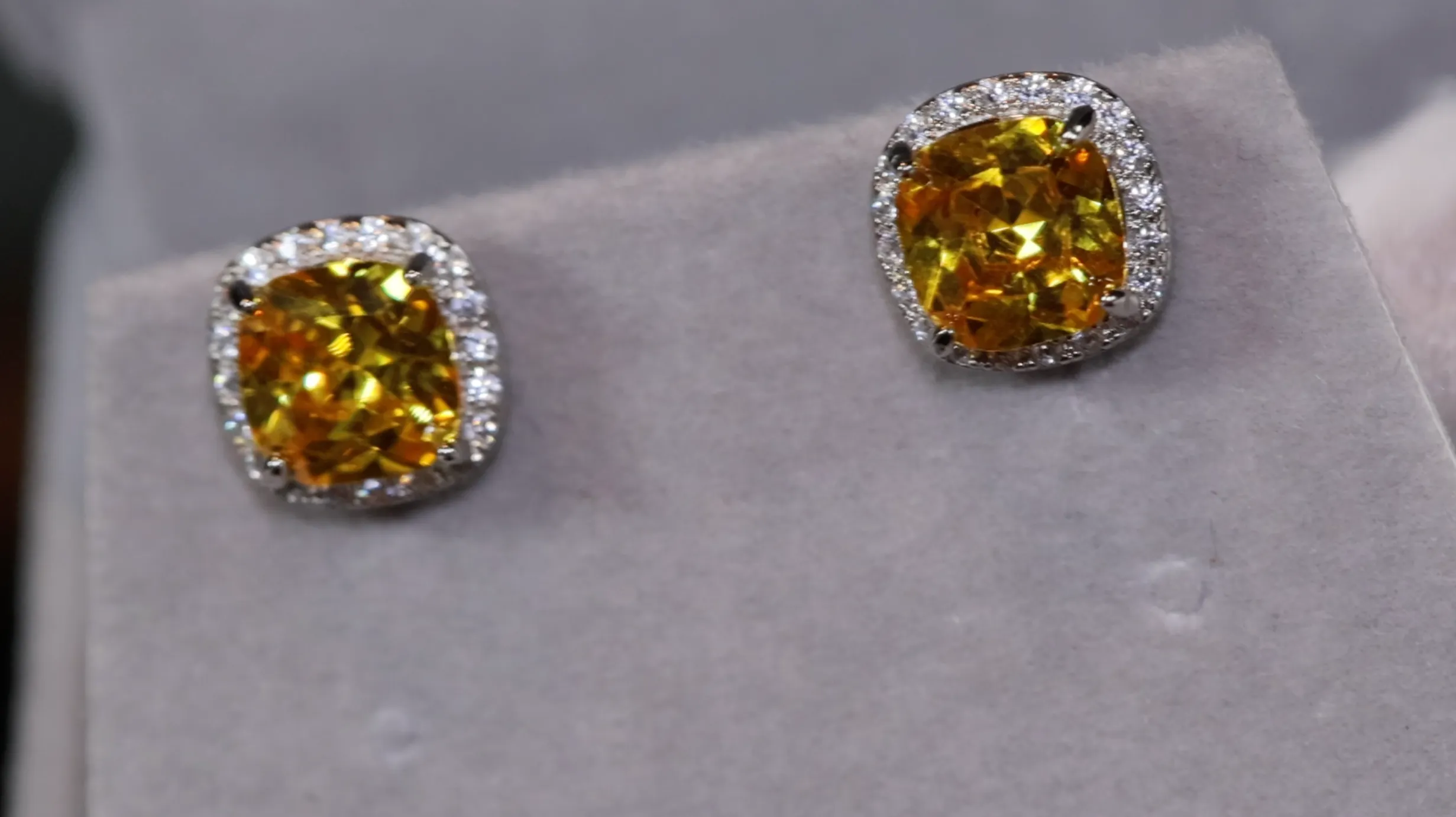 Yellow Diamond Ear Studs