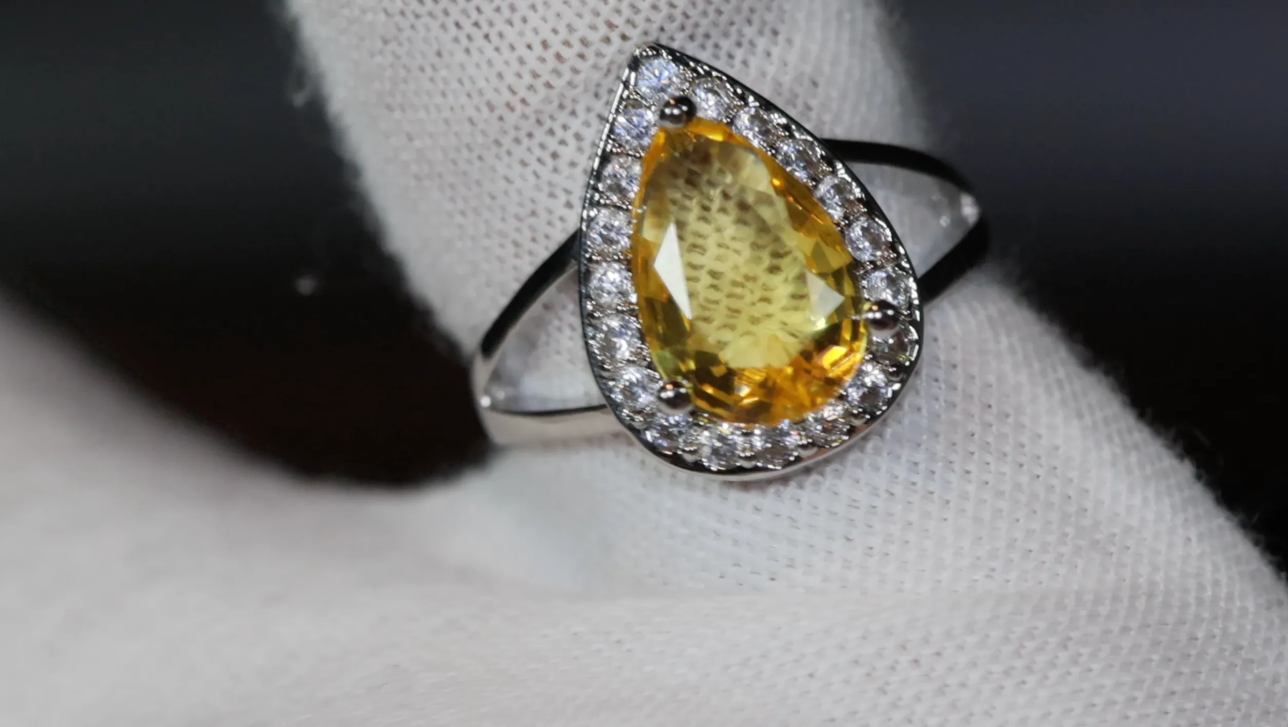 Yellow Diamond Ring | Yellow Diamond Engagement Rings | Canary Yellow Diamond Ring | Pear Shape Ring | Pear Engagement Ring | Teardrop Ring