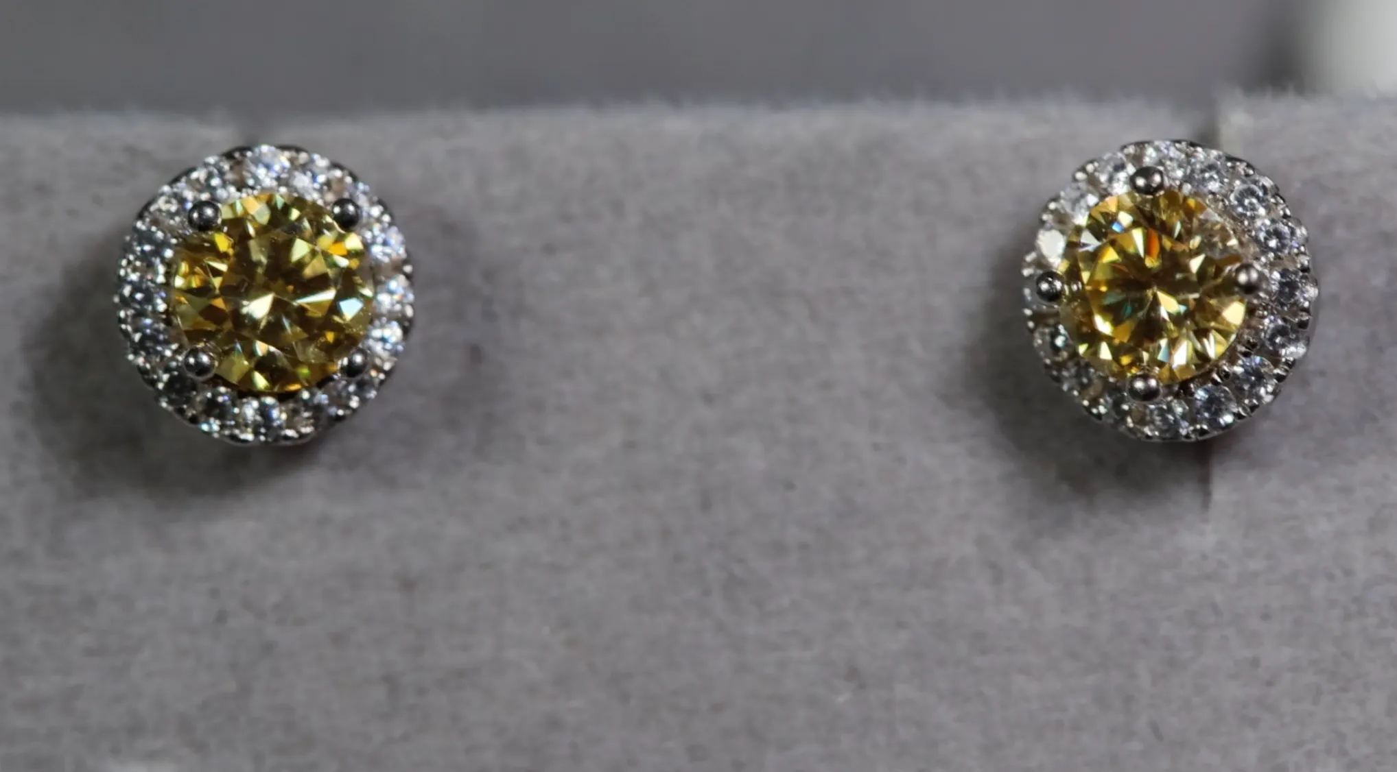 Yellow Moissanite Diamond Ear Studs | Yellow Diamond Moissanite Earrings