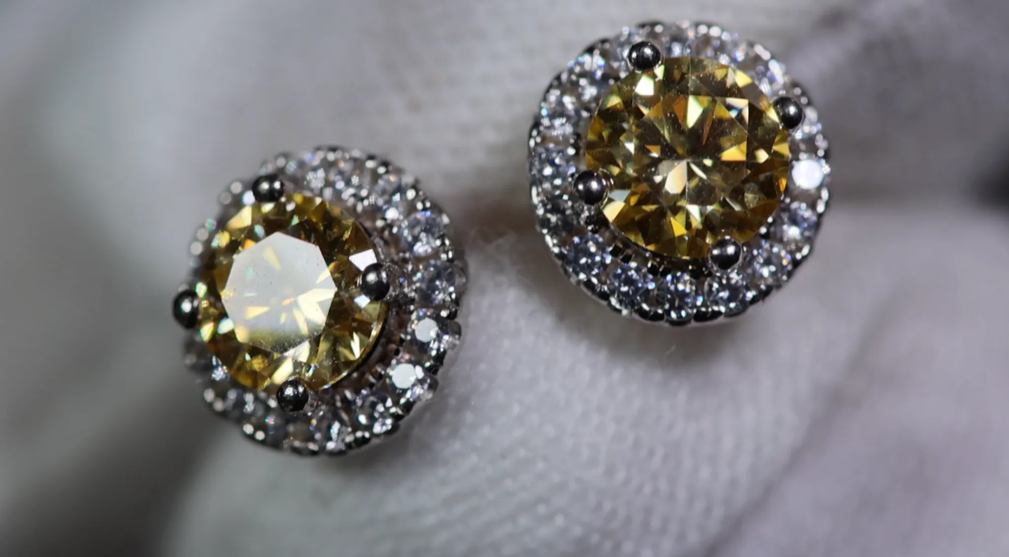 Yellow Moissanite Diamond Ear Studs | Yellow Diamond Moissanite Earrings