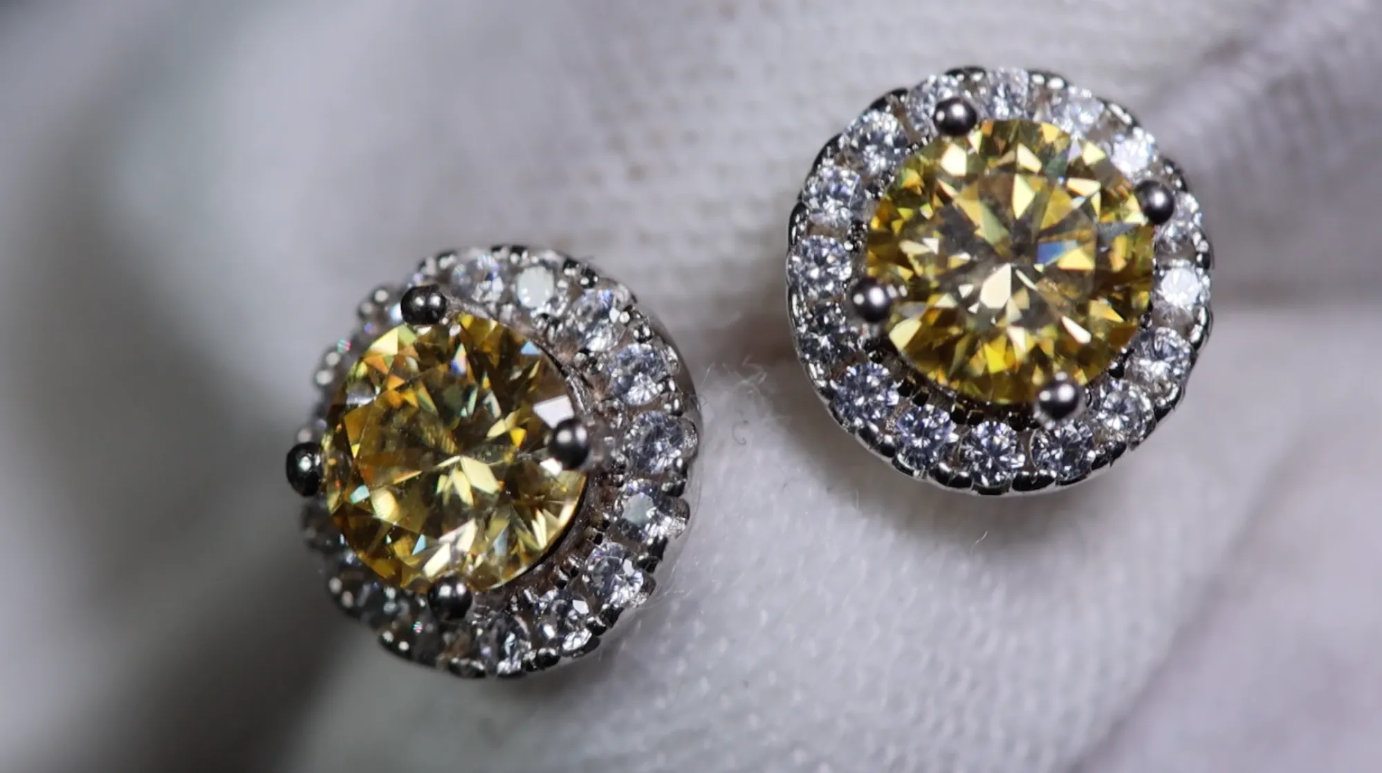 Yellow Moissanite Diamond Ear Studs | Yellow Diamond Moissanite Earrings