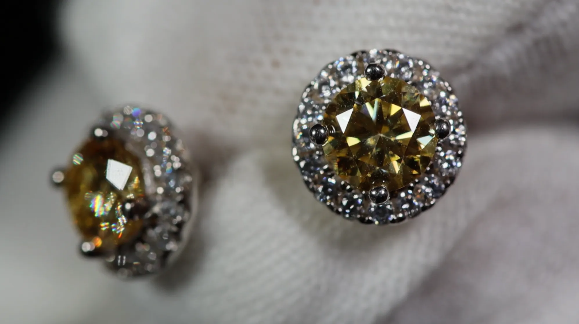 Yellow Moissanite Diamond Ear Studs | Yellow Diamond Moissanite Earrings
