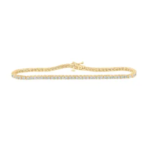Yellow-tone Sterling Silver Womens Round Diamond Fashion Bracelet 1/2 Cttw