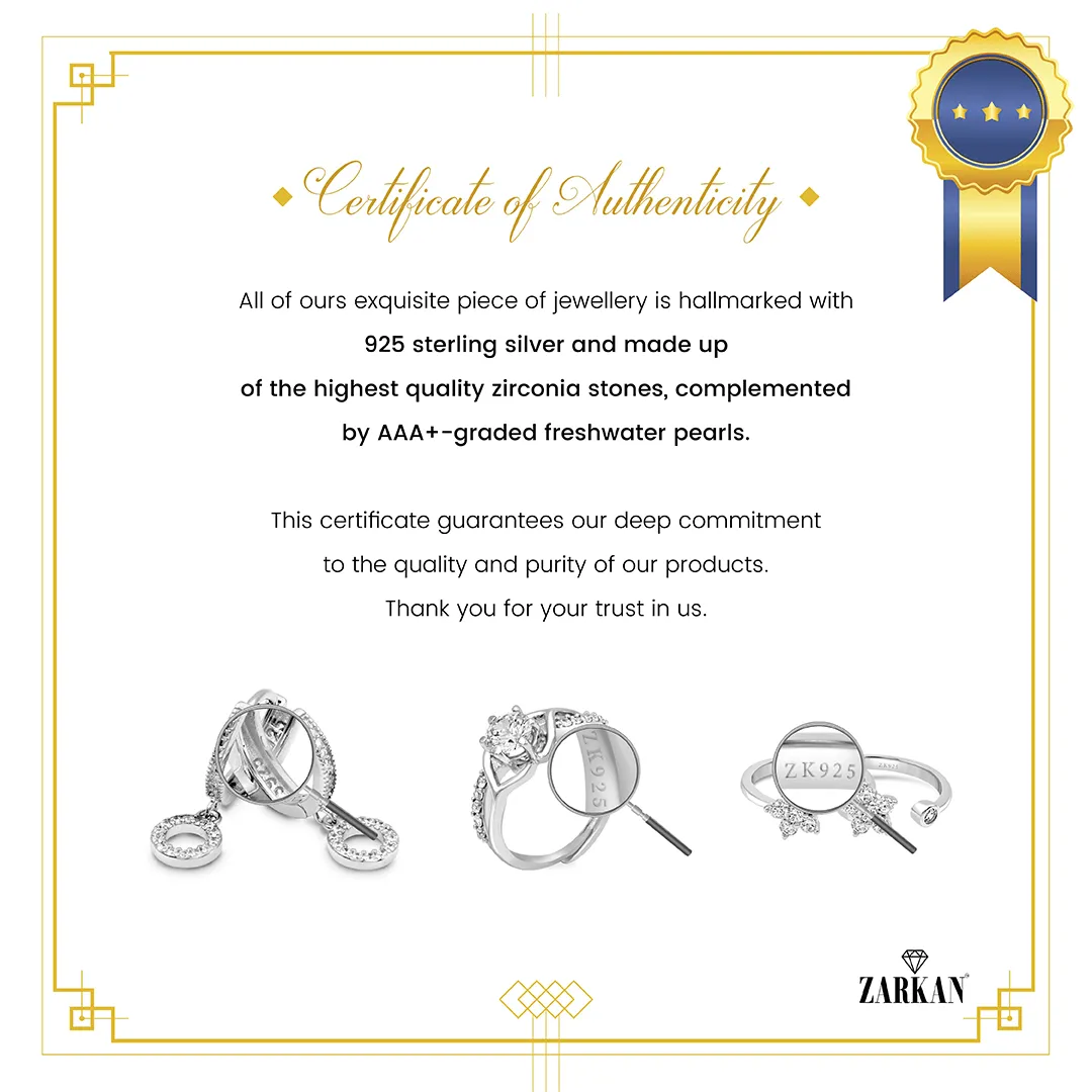 Zarkan 925 Silver Minimal Solitaire American Diamond Ring