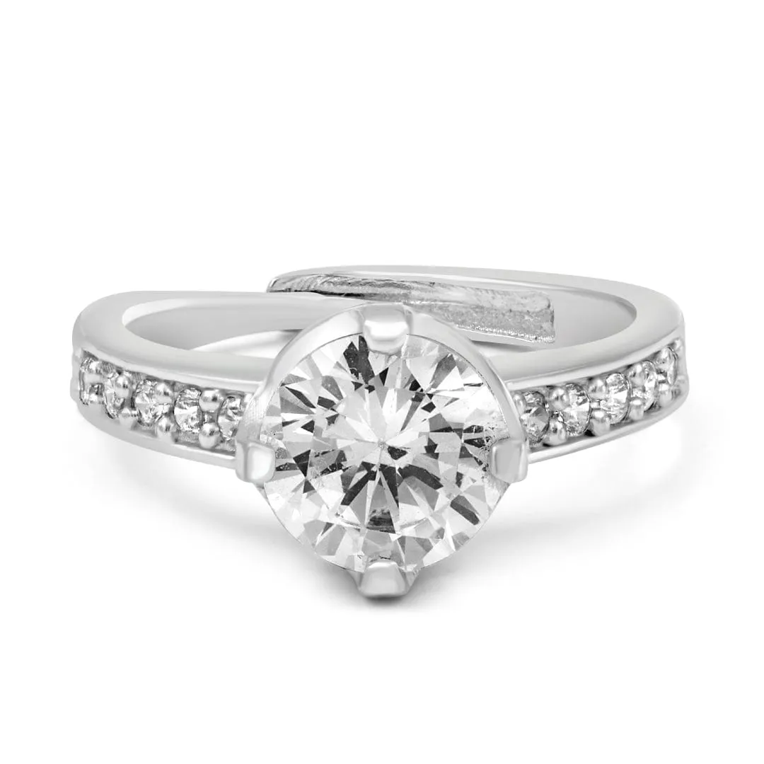 Zarkan Silver Elegant Solitaire Ring